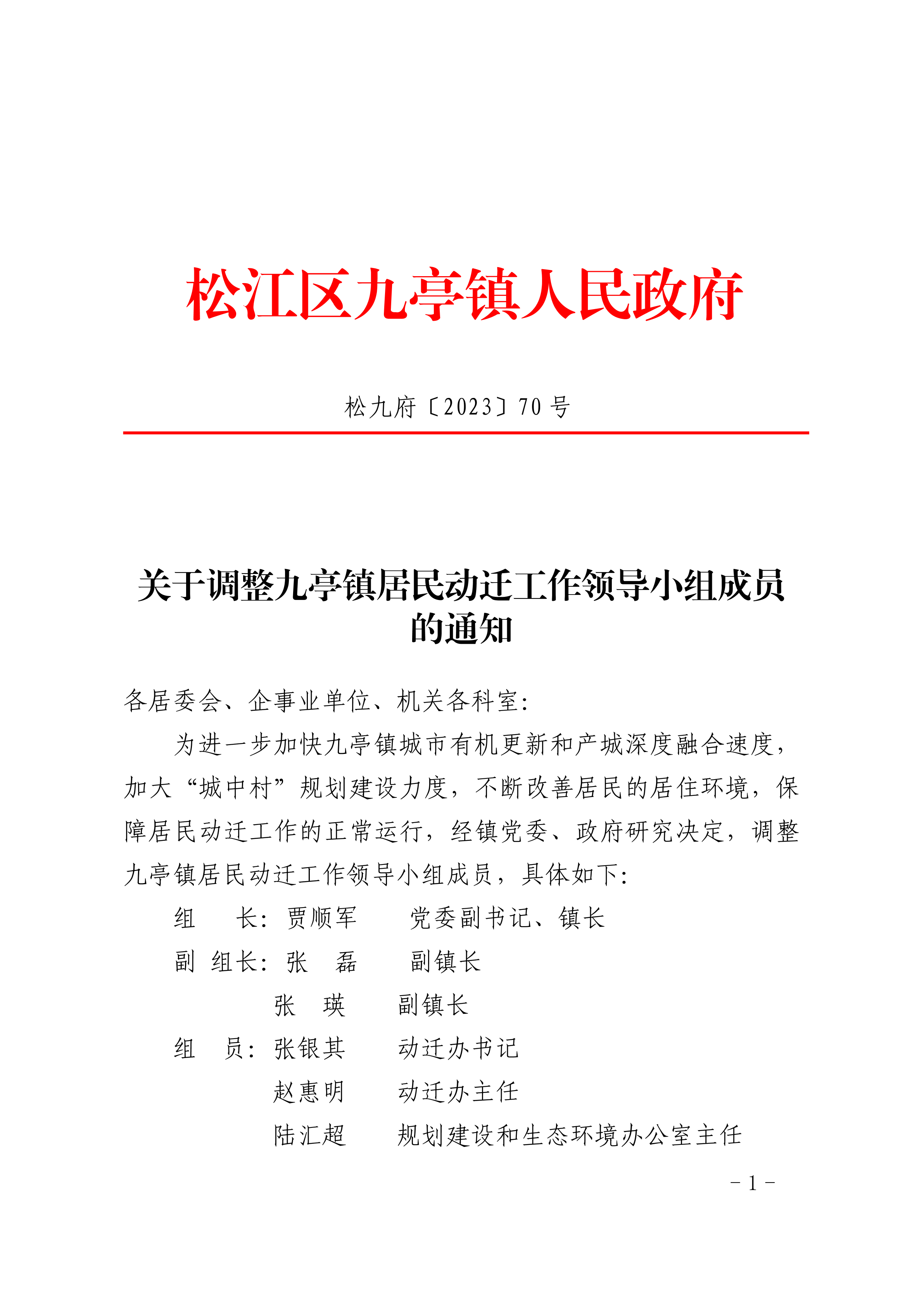 松九府〔2023〕70号 关于调整九亭镇居民动迁工作领导小组成员的通知.pdf
